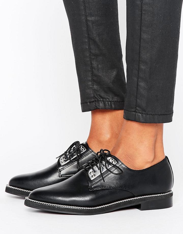 Missguided Chain Detail Brogue - Black