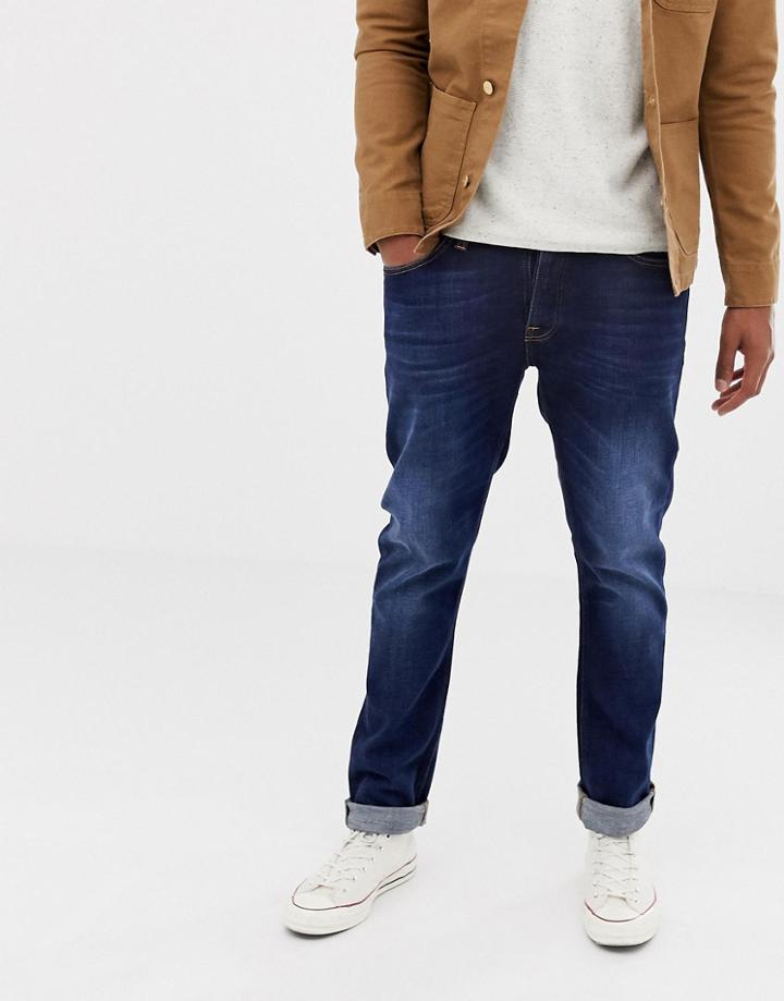 Nudie Jeans Co Dude Dan Straight Fit Jeans Dark Deep Worn-blue