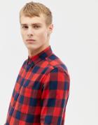 Burton Menswear Shirt In Red Check - Red
