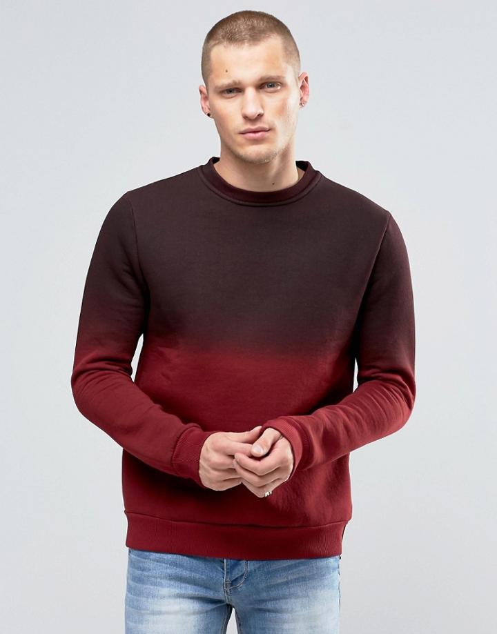 Kubban Denim Dip Dye Sweatshirt Burgundy Black - Black