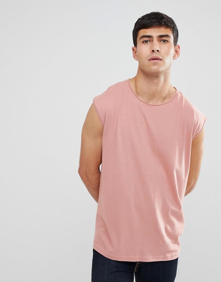 Brave Soul Raw Edge Sleeveless Tank - Pink