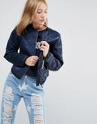 Love Moschino Quilted Heart Jacket - Navy