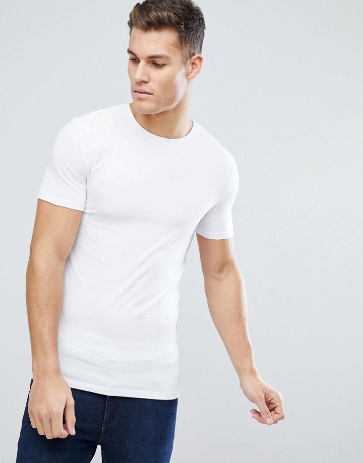 Asos Muscle Fit T-shirt With Crew Neck In White - White