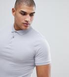 Asos Tall Muscle Fit Jersey Polo - Gray