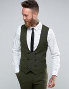Noose & Monkey Super Skinny Db Vest With Stretch - Green