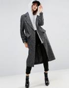 Asos Coat In Boyfriend Fit And Mono Textured Fabric - Multi