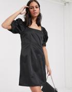 Weekday Delana Puff Sleeve Mini Dress In Black