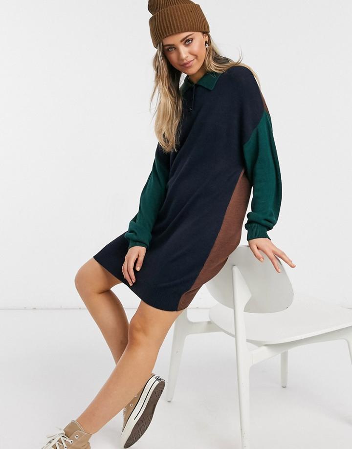 Asos Design Rugby Dress In Color Block-multi