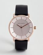 Asos Design Watch In Black With Minimal Rose Gold Case And Dial - Black