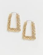 Asos Design Hoop Earrings In Square Shape In Gold Tone - Gold