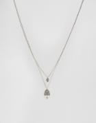 Asos Engraved Pendant Necklace - Silver