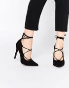 New Look Lace Up Pointed Court Shoe - Black