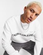 Calvin Klein Jeans Branded Graphic Logo Sweatshirt In White