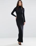 Asos Bodycon Maxi Dress With Turtleneck - Black