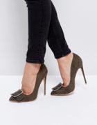 Public Desire Missouri Buckle Detail Pumps - Green