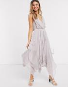 Asos Design Drape Bodice Midaxi Dress Embellished-grey
