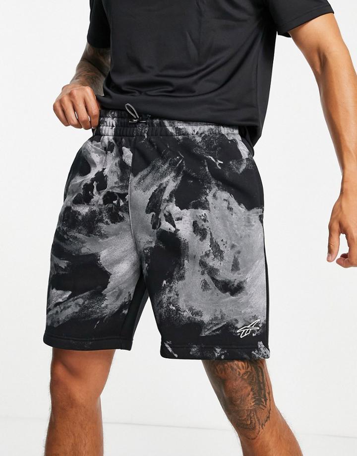 Reebok Training Shorts With Logo In Black Tie Dye