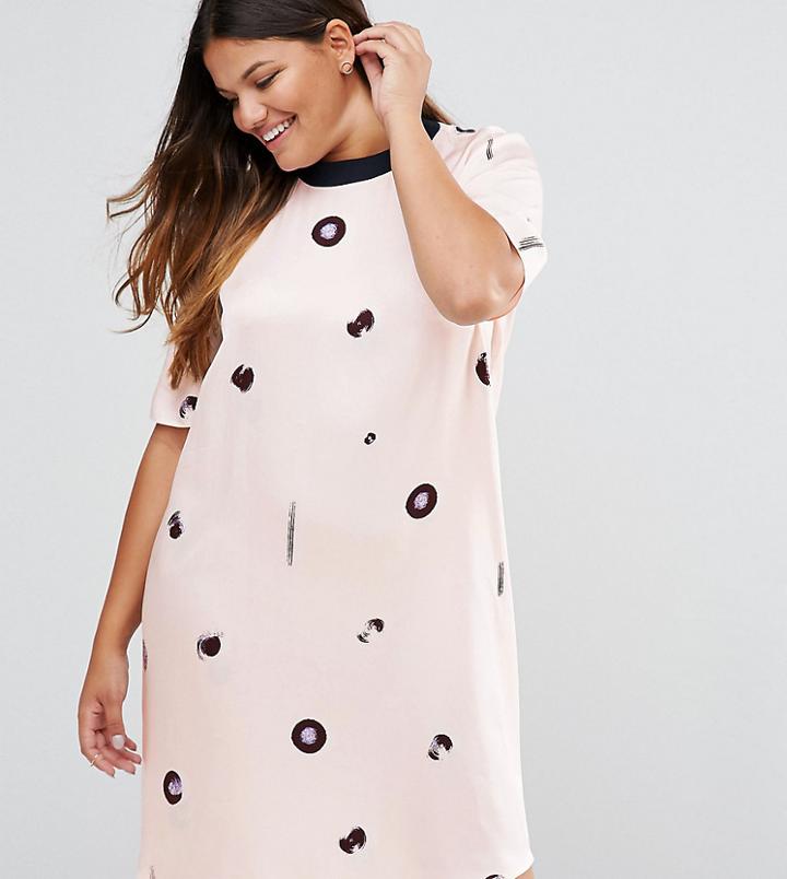 Asos Curve Polka Dot T-shirt Dress - Multi