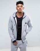 Intense Zip Up Hoodie In Gray With Logo - Gray