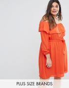 Lovedrobe Off The Shoulder Ruffle Dress - Orange