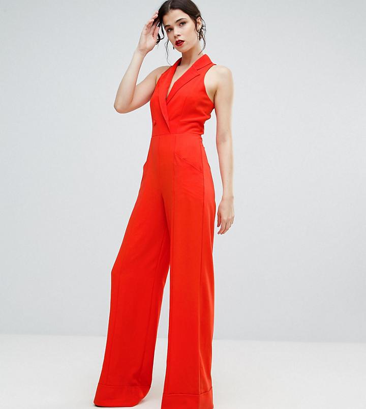 Asos Tall Sleeveless Tux Jumpsuit - Orange