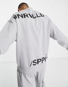 Asos Unrvlld Spply Oversized Sweatshirt With Logo Back Prints In Gray - Part Of A Set