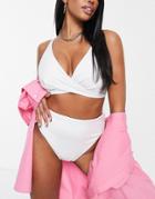 Asos Design Fuller Bust Recycled Mix And Match Underwired Wrap Bikini Top In White