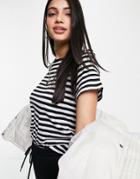 Monki Organic Cotton Striped T-shirt In Black And White