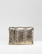 Asos Ring Detail Panel Cross Body Bag - Gold