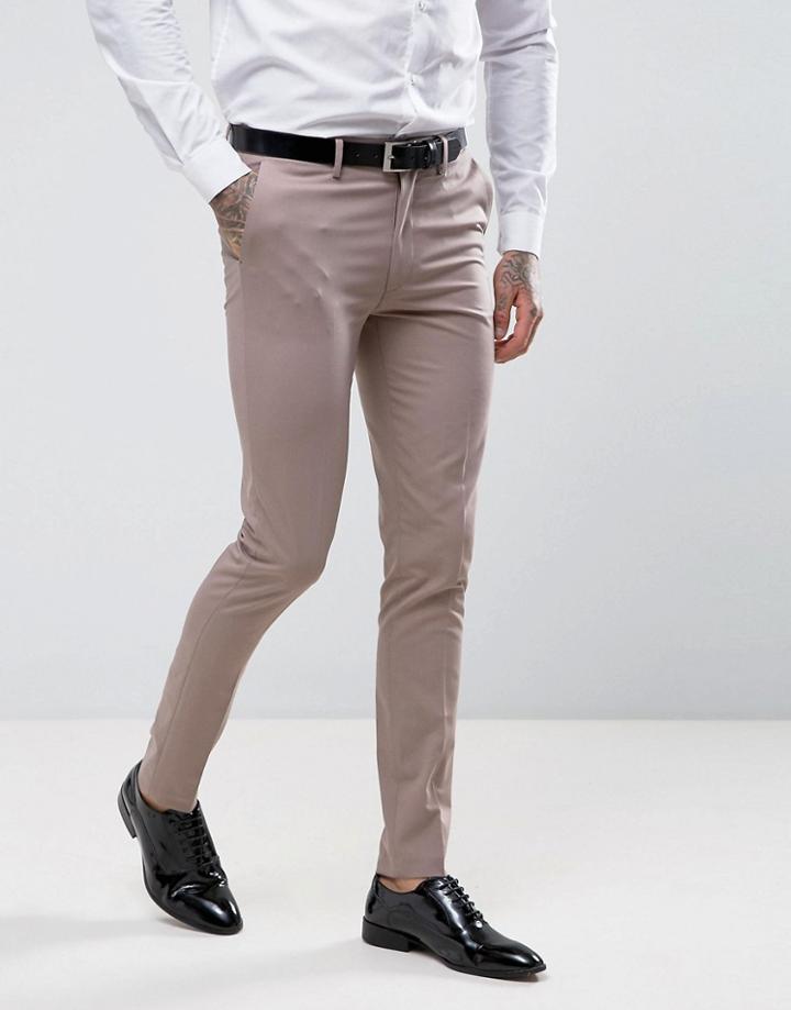 Asos Skinny Tuxedo Suit Pant In Putty - Stone