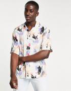 Pull & Bear Shirt With Paint Print In White-yellow