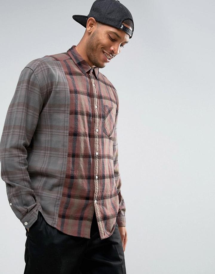 Asos Oversized Overdyed Check Shirt With Cut And Sew - Multi