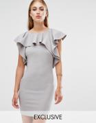 Missguided Ruffle Detail Mini Dress - Gray
