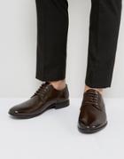 Asos Brogue Shoes In Brown Faux Leather With Toe Detail - Brown