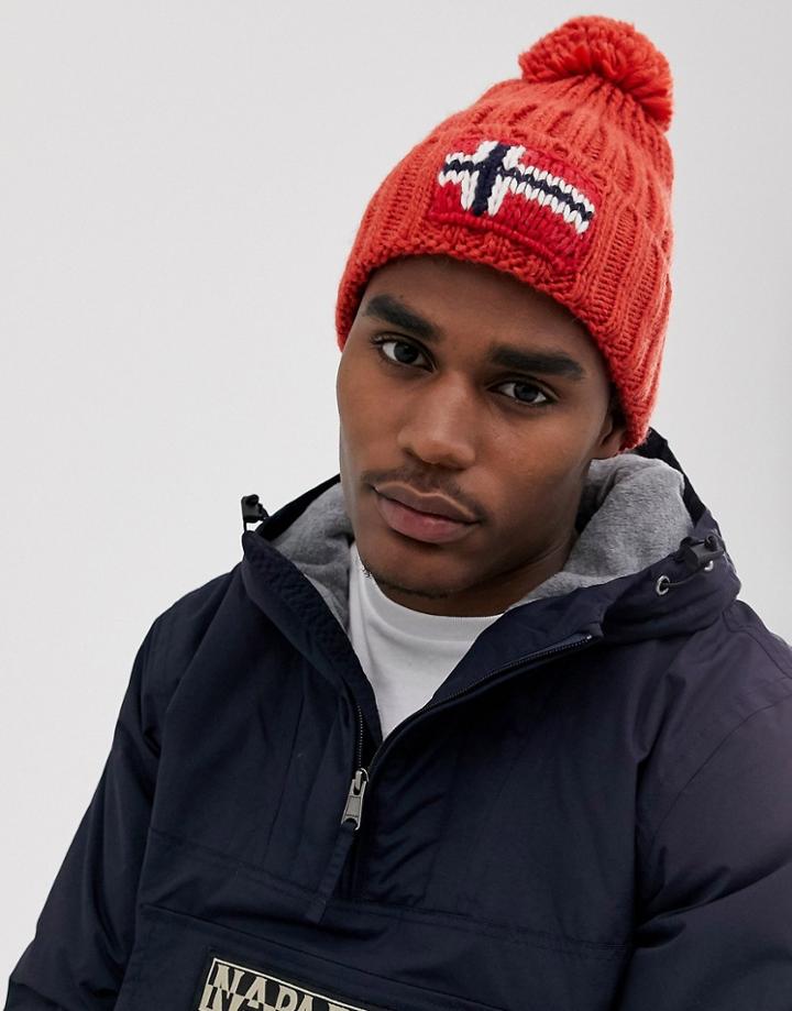 Napapijri Semiury 2 Bobble Beanie In Orange