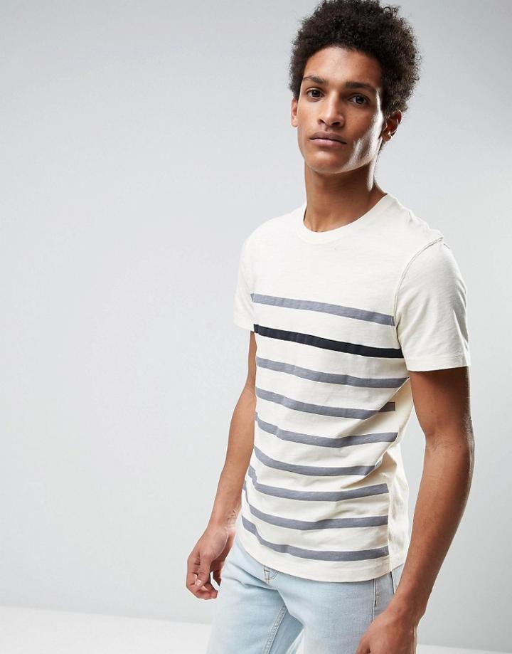 Selected Homme Stripe T-shirt - Cream