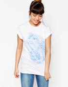 Asos Boyfriend T-shirt With Floral Print - White