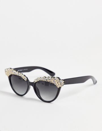 Aj Morgan Princess Mano Cat Eye Sunglasses-black