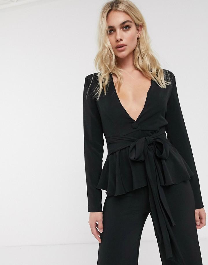 Unique21 Tie Front Tailored Blazer
