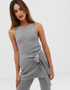 Mango Ribbed Tunic Two-piece In Gray - Gray