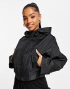 Asos Design Cropped Recycled Rain Jacket With Hood In Black