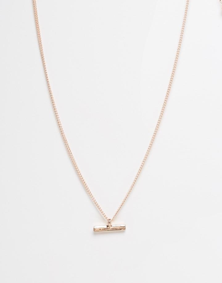 Asos Ditsy Bar Necklace - Rose Gold