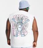 New Love Club Plus Free Hugs Back Print Oversized Tank Top In White