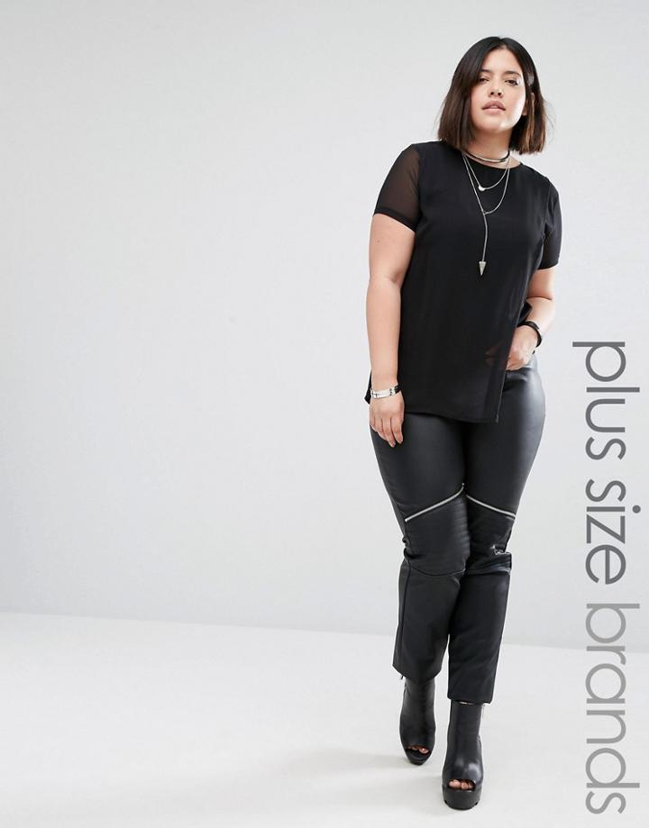 Alice & You Leather Look Biker Leggings - Black
