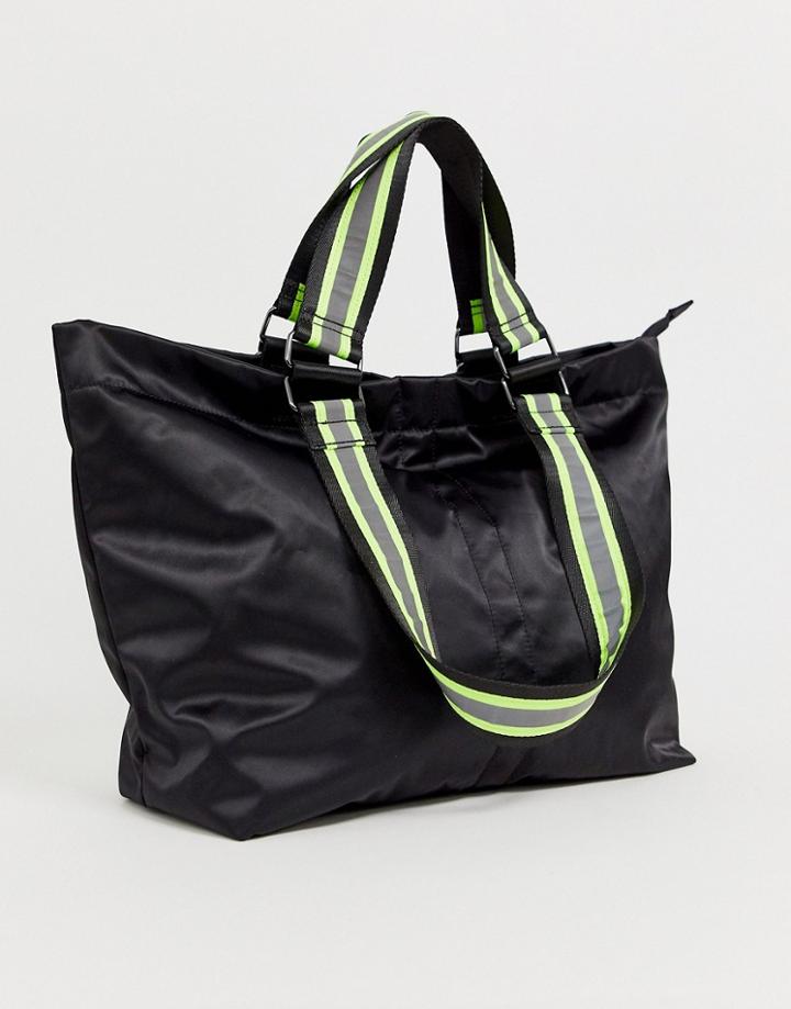 Asos Design Luxe Carryall With Hi Vis Detail - Black