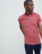 Asos Design T-shirt With Notch Neck In Red - Red