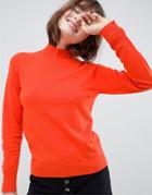 Asos Design High Neck Sweater In Fine Knit - Red