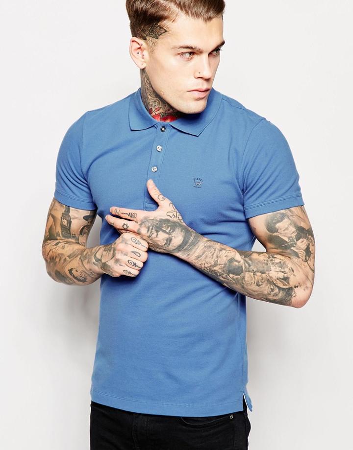 Diesel Polo T-yahei Slim Fit Pique Logo - Mid Blue