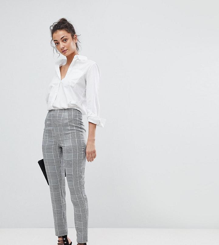 Parisian Tall Check Tapered Pants - Black