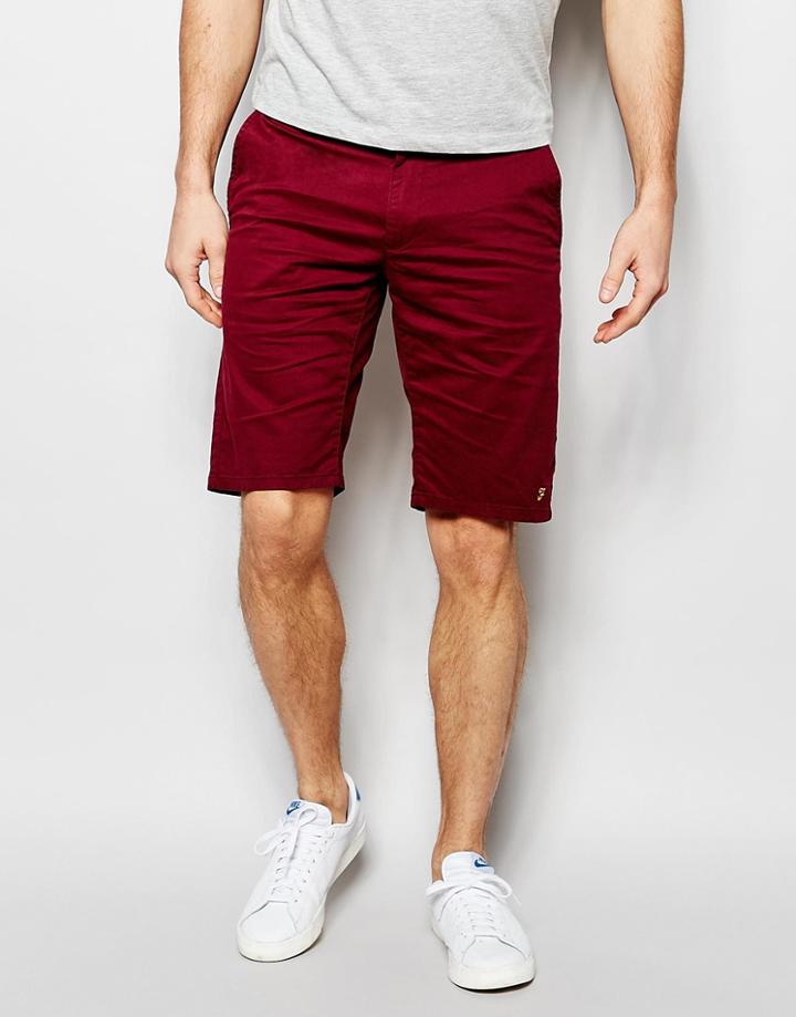 Farah Chino Shorts In Stretch Cotton - Wine